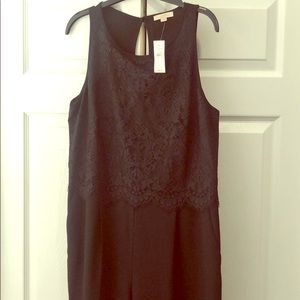 Anne Taylor Loft-Black lace top jumpsuit.
